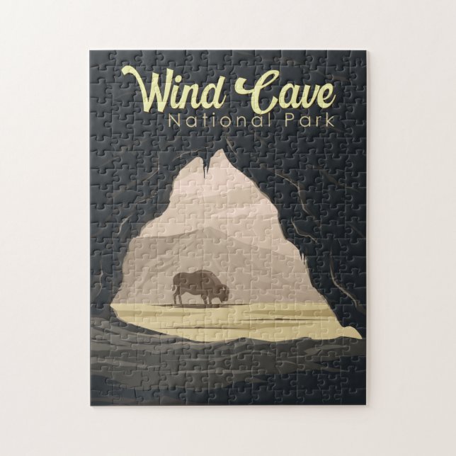 Vind Cave nationalpark Illustration Travel Art Pussel (Vertikal)