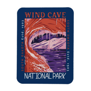 Vind Cave nationalpark South Dakota Distress Magnet