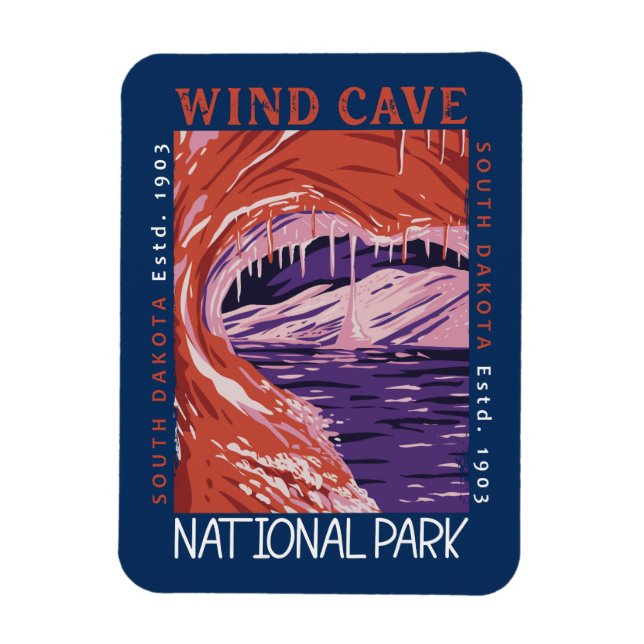 Vind Cave nationalpark South Dakota Distress Magnet (Vertikal)