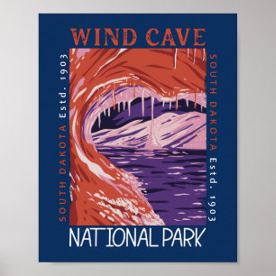 Vind Cave nationalpark South Dakota Distress Poster
