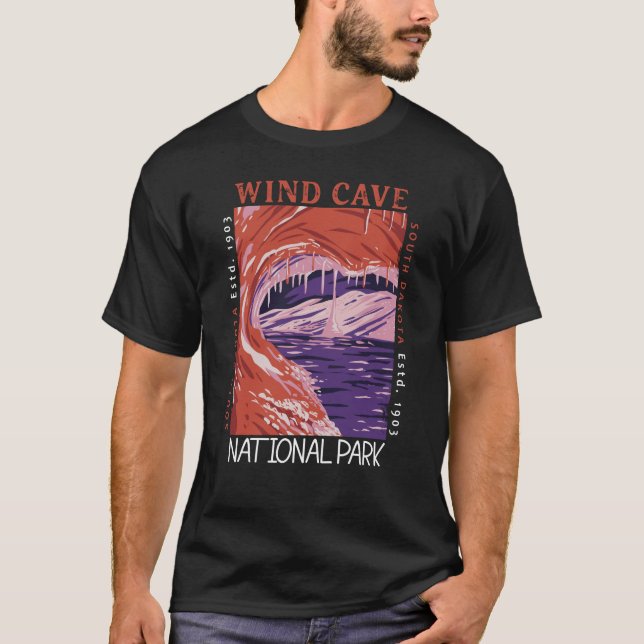 Vind Cave nationalpark South Dakota Distress T Shirt (Framsida)