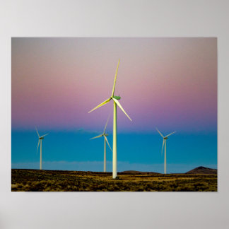 Vind Farm Vind Energy vid Dusk Jigszle Puzzle Poster