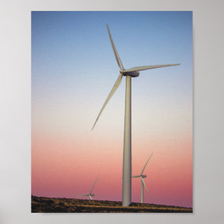 Vind Farm Vind Energy vid Dusk Poster