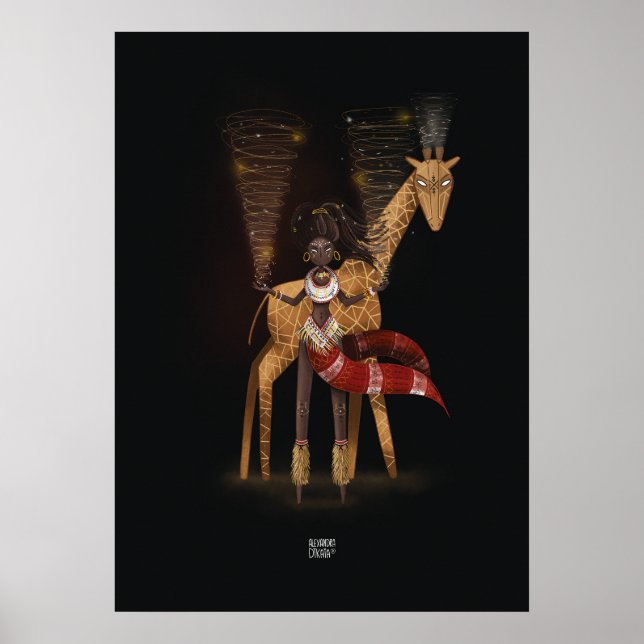 VIND FLOWS GIRAFFE av Alexandra Dikaia Poster (Framsidan)