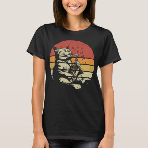 Vind för cat-uppspelning av saxofon-instrument Fun T Shirt