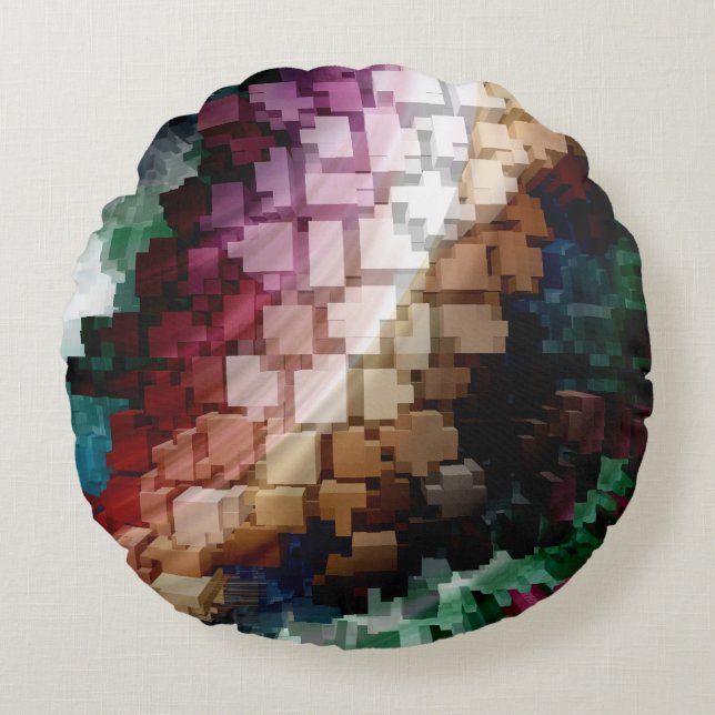 Vind för centrerad Mörk för kub Rund Kudde (Framsidan)