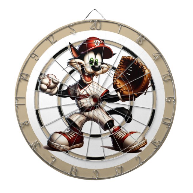 Vind för Goofy Cat Baseball Pitcher - förordning Darttavla (Framsidan)