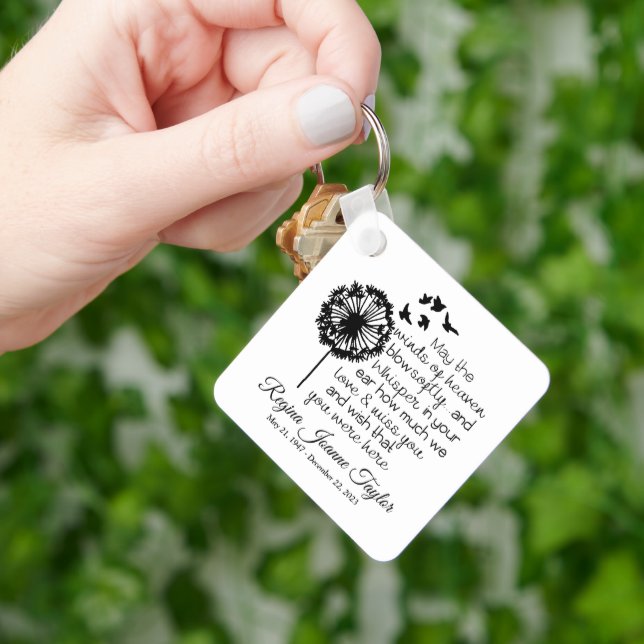 Vind för heaven Personlig Memorial Keychain Nyckelring (Hand)