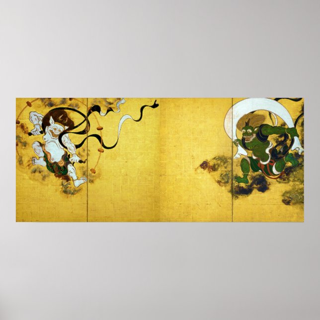 Vind gud och Thunder gud, Tawaraya Sotatsu Poster (Framsidan)