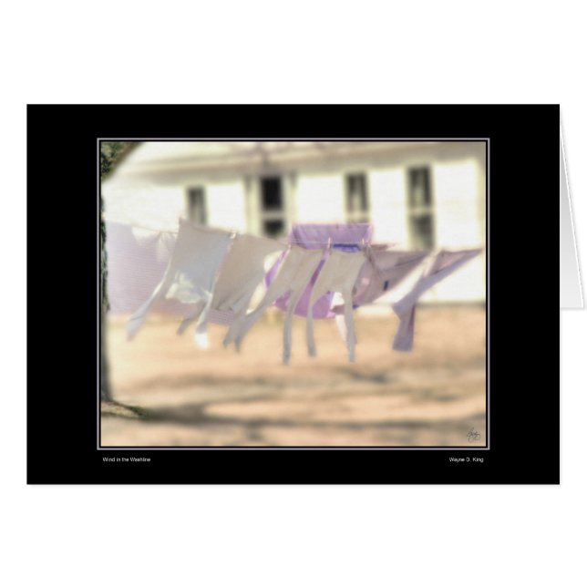 Vind i tvättlinjen hälsningskort (Framsidan Horizontal)