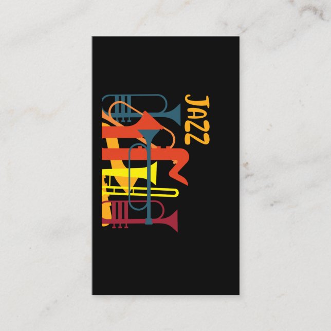 Vind Instrument Jazz Musician Trumpet Music Älskar Visitkort (Framsida)