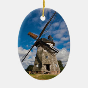Vind mal med blå himmel julgransprydnad keramik