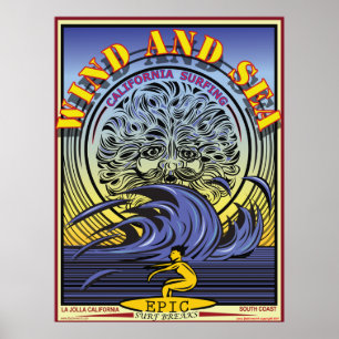 VIND OCH HAV LA JOLLA KALIFORNIEN SURFBREAK POSTER