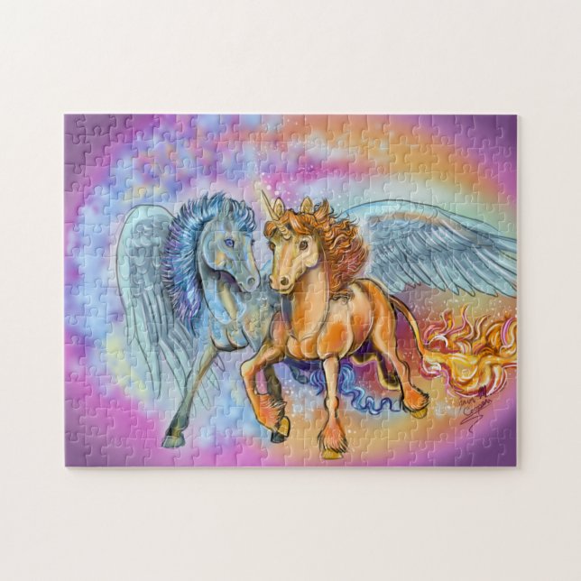 Vind och lame unicorn pegasus~puzzle pussel (Horisontell)