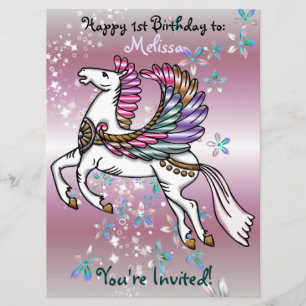 Vind och Vingar Pegasus BIRTHDAY BABY SHOWER Inbjudningar
