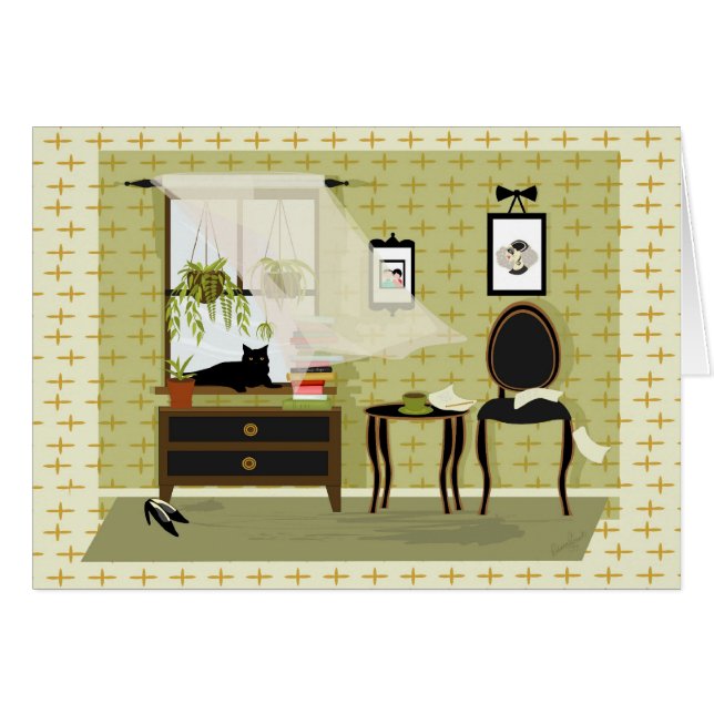 Vind på fönstret hälsningskort (Framsidan Horizontal)