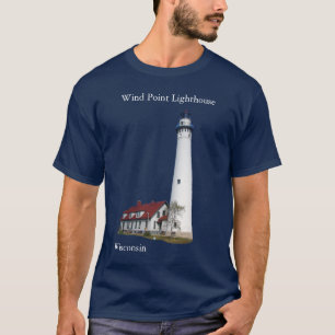 Vind Point fyr, skjorta, vit text T Shirt