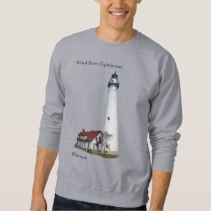Vind Point Lighthouse-skjorta, svart bokstäver Lång Ärmad Tröja