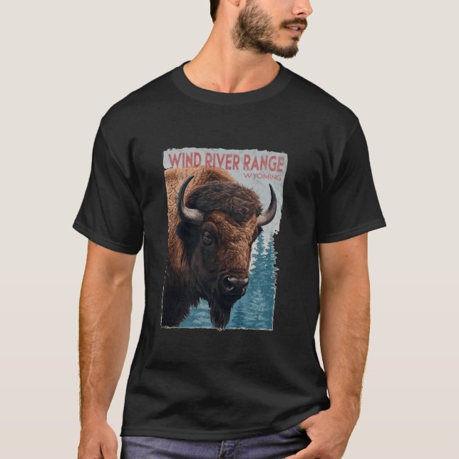 Vind Range Mountains Wyoming som gömmer sig utomhu T Shirt (Framsida)