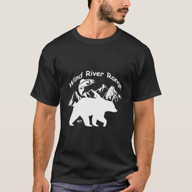 Vind River Range Wy Fish Mountains Bears T Shirt (Framsida)