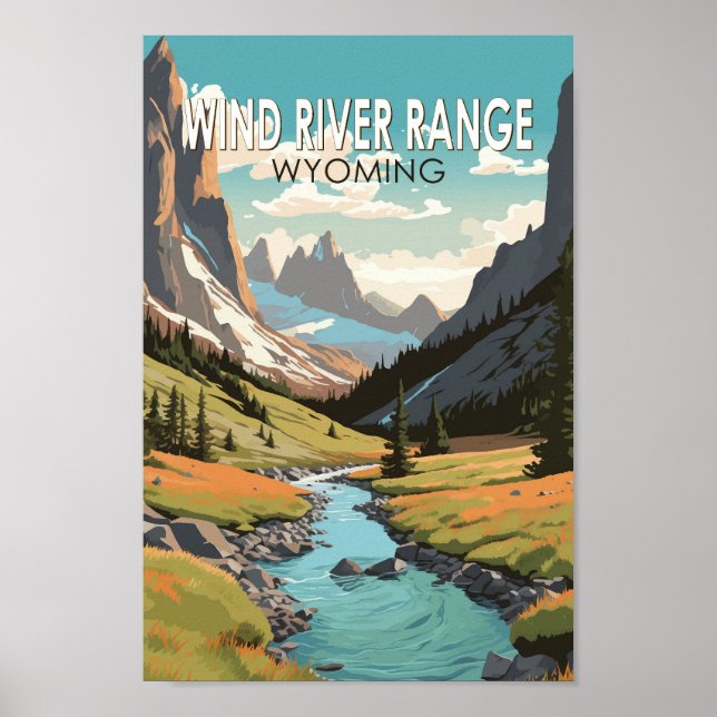 Vind River Range Wyoming Travel Art Vintage Poster (Framsidan)