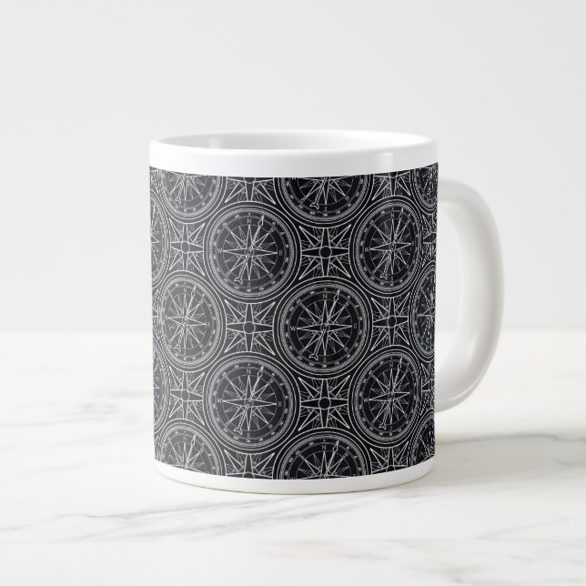 Vind Ro Compass Mönster Jumbo Mugg (Framsida höger)