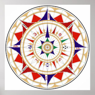 Vind Ro Compass Ro av Jorge de Aguiar 1492 Poster