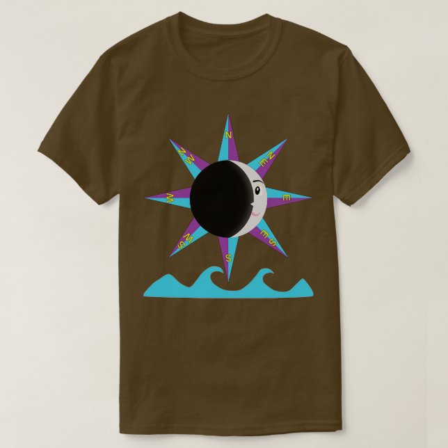 Vind ro med måne och hav TShirt T Shirt (Design framsida)