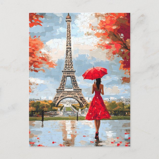 Vind Romantik Paris Chic Walk Helg Vykort (Framsida)
