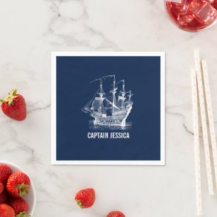 Vind Sailing Vintage Nautical Boat Pappersservett