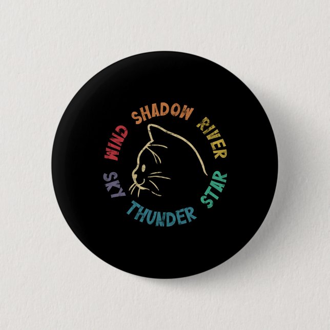 Vind Shadow River Star Thunder Himlar Cat Kattdjur Knapp (Framsida)