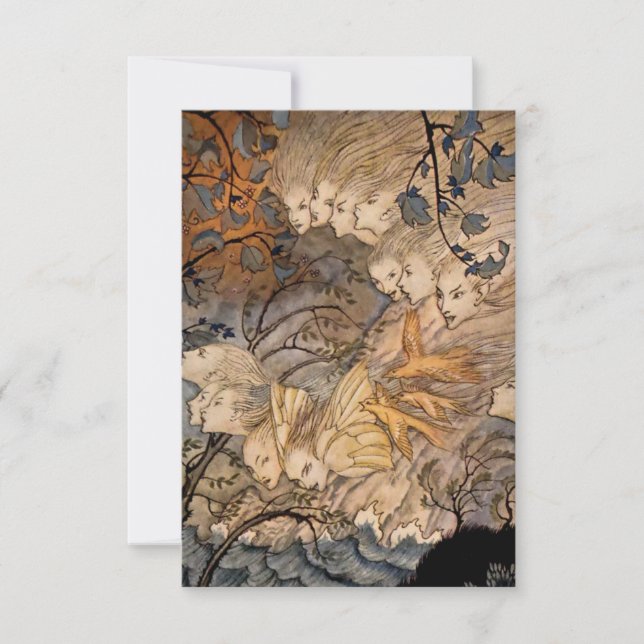 "Vind Sprites" av Arthur Rackham Tack Kort (Framsida)