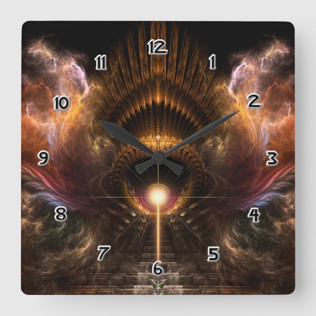 Vind Storm Fractal Art Square Wall Clock Fyrkantig Klocka (Framsida)