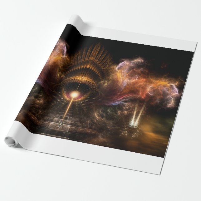 Vind Storm Fractal Art Wrapping Papper Presentpapper (Utrullad)
