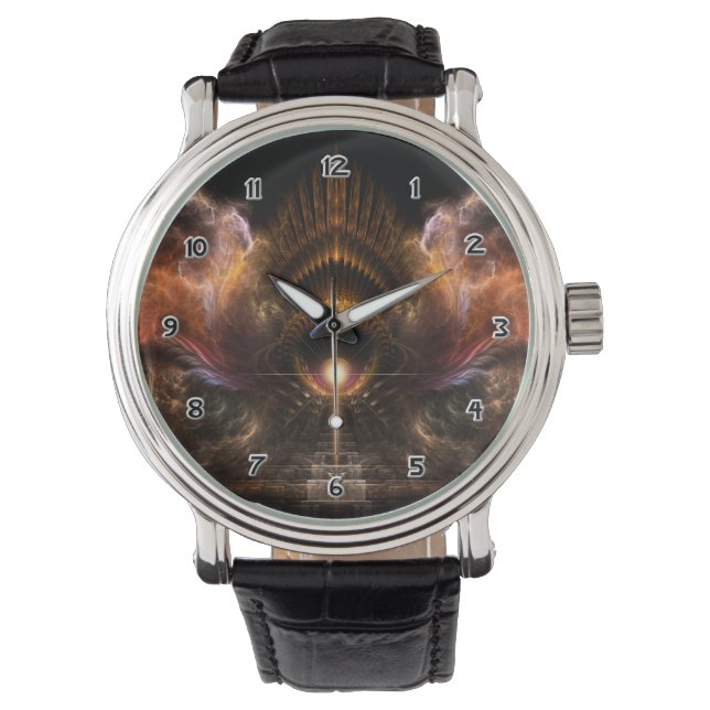 Vind Storm Fractal Art Wrist Watch Armbandsur (Framsida)