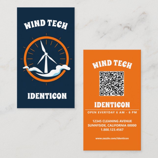 VIND TECH med QR-kod Visitkort (Fram/baksida)