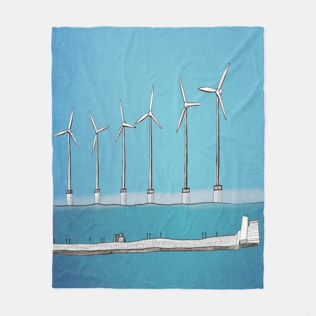 Vind Turbine Fleece Blanket (Framsidan)
