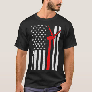 Vind Turbine Technician American Flagga T Shirt