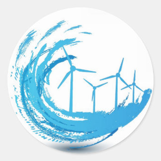 Vind Turbines Blue Swirl Runt Klistermärke