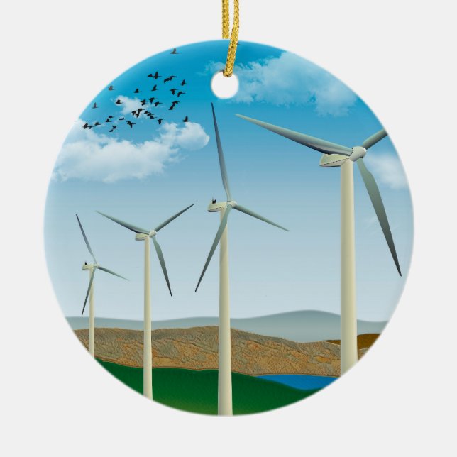 Vind Turbines Julgransprydnad Keramik (Framsidan)