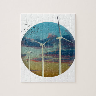Vind Turbines Paweatade Himlar Pussel