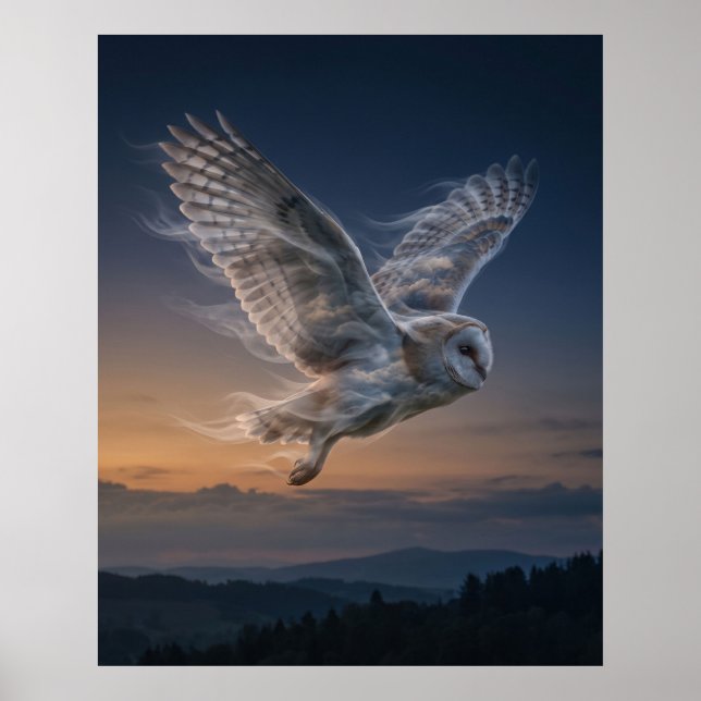 Vind Uggla Skymning Himmel Poster (Framsidan)