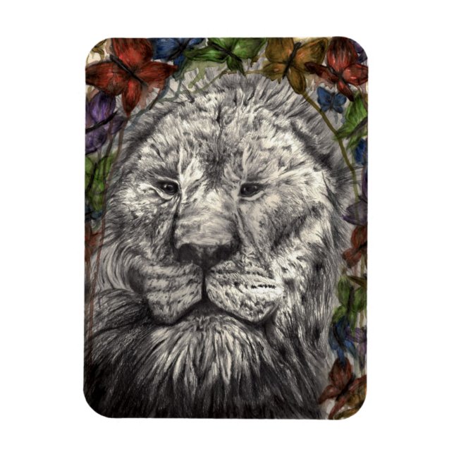 Vind under mina vingar Afrikansk Lejon Wildlife Ar Magnet (Vertikal)
