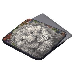 Vind under mina vingar Lejon Fjäril Djur Konst Laptop Sleeve
