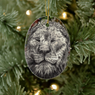 Vind under Vingar Lejon Butterflies Animal Art Julgransprydnad Keramik