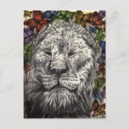 Vind under Vingar Lejon Butterflies Animal Art Vykort