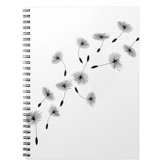 Vinden Flower Dandelions Dandelion Seeds Anteckningsbok (Framsidan)
