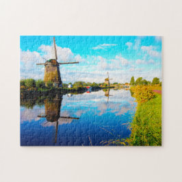 Vindkraftverk i Amsterdam Holland. Pussel