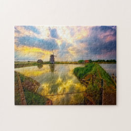 Vindkraftverk i Amsterdam Holland. Pussel