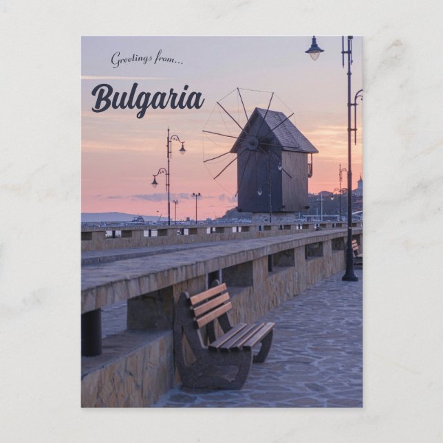 Vindkraftverk i Nessebar Bulgarien Vykort (Framsida)